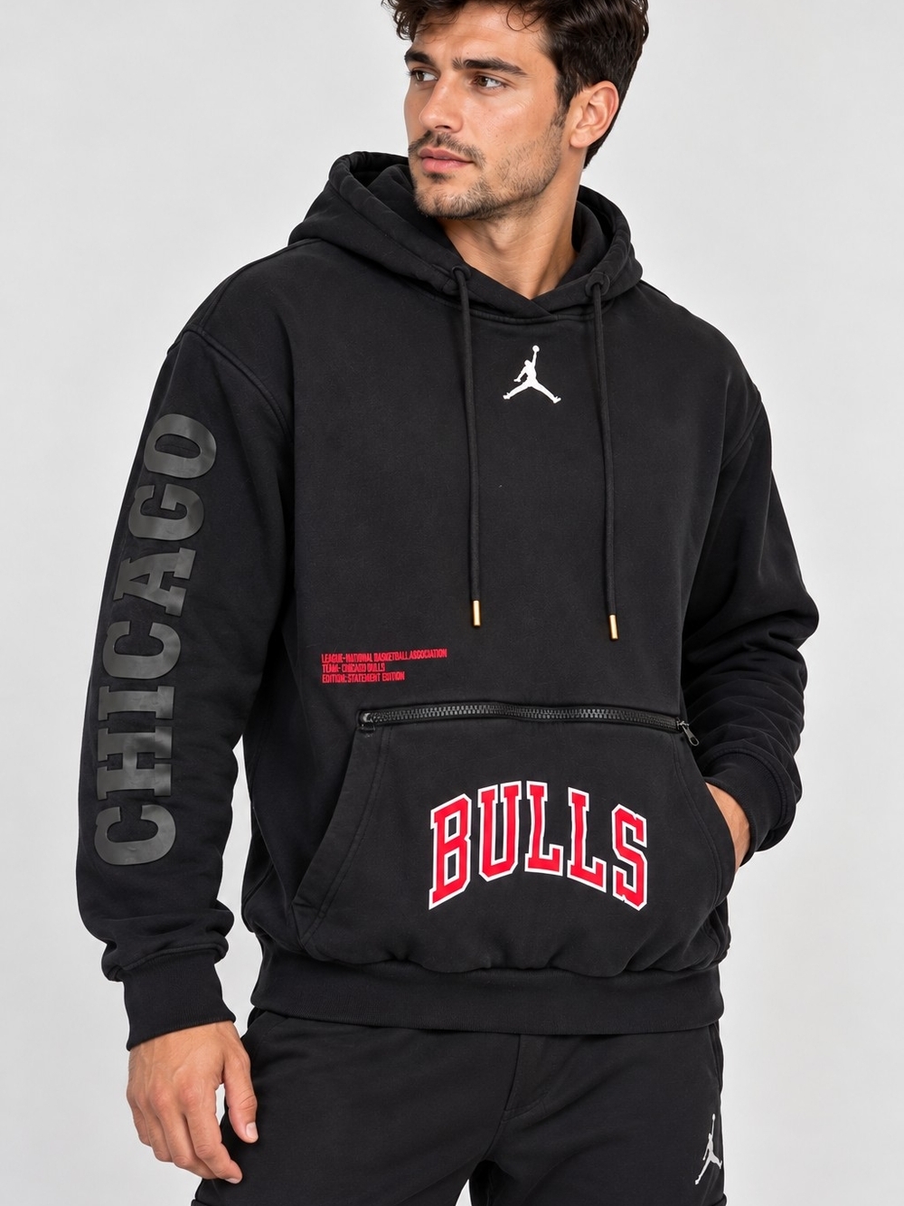 Jordan Chicago Bulls Black Pullover Hoodie